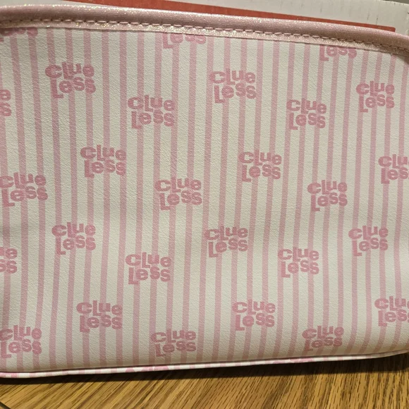 Clueless Pink and White Striped Cosmetic Bag - Picture 2 of 3
